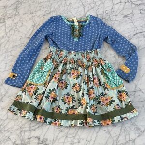 Matilda Jane Clothing x Joanna Gaines Blue Polka Dot Dress Sz 6Y